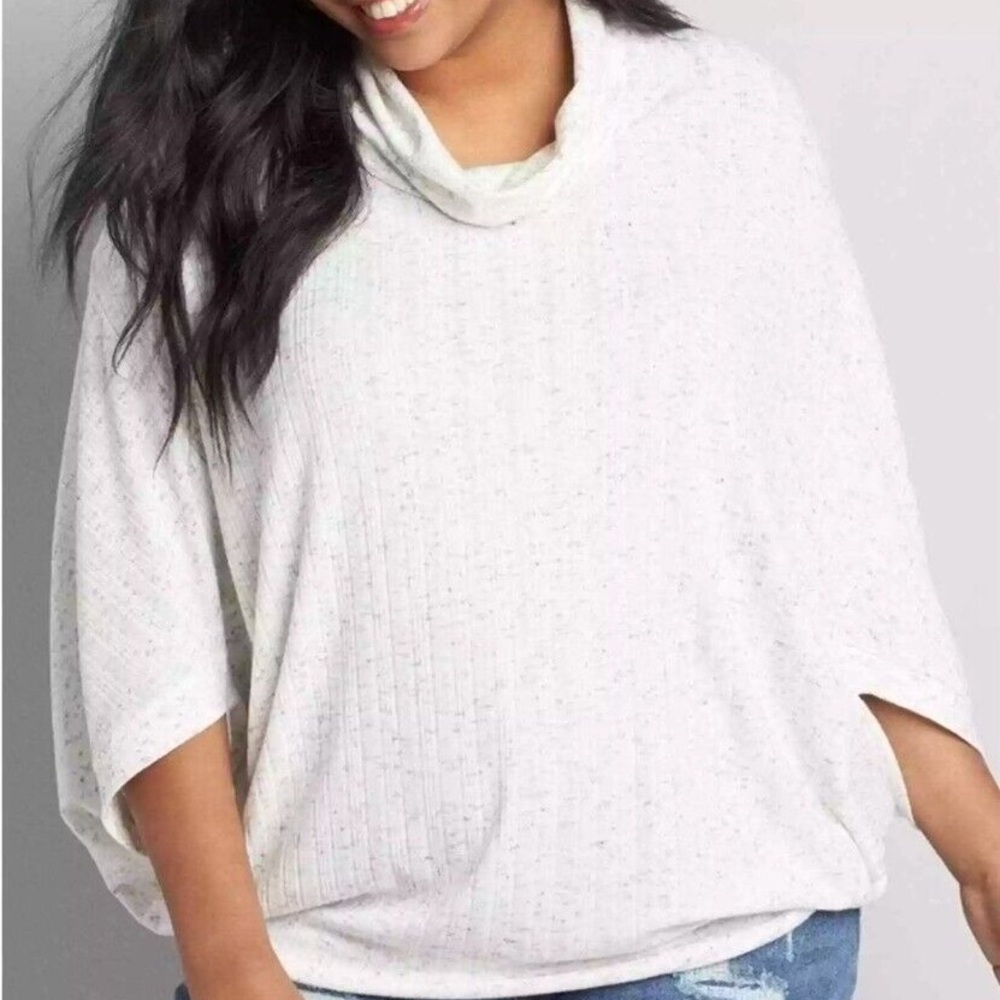 𝐋𝐀𝐍𝐄 𝐁𝐑𝐘𝐀𝐍𝐓 | NWT COWL NECK RIBBED KNIT PONCHO PULLOVER TOP - Picture 2 of 11